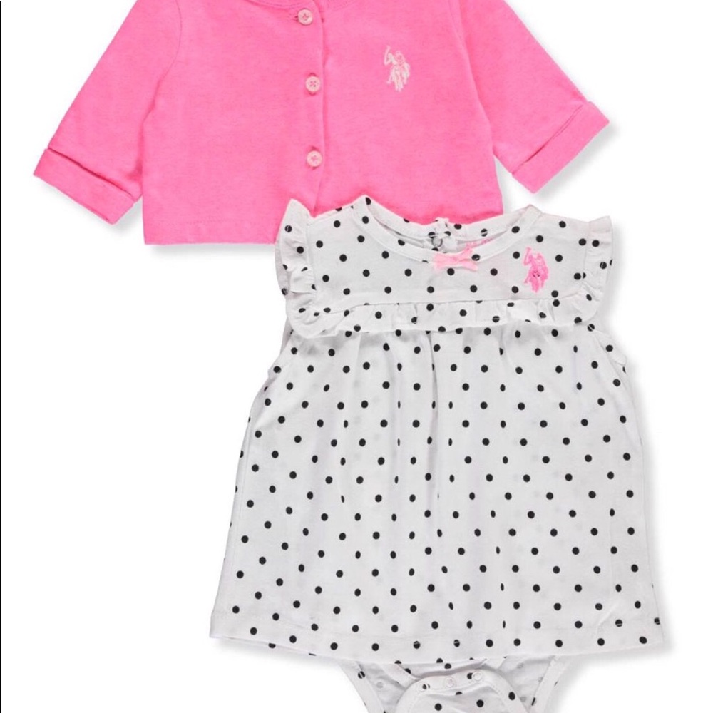 U.S Polo assn. baby girl bodysuit cardigan set